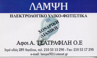 ΛΑΜΨΗ ΗΛΕΚΤΡΟΛΟΓΙΚΟΣ ΕΞΟΠΛΙΣΜΟΣ ΘΥΡΟΤΗΛΕΟΡΑΣΕΙΣ ΑΙΓΑΛΕΩ ΑΦΟΙ ΤΣΑΤΡΑΦΙΛΗ ΟΕ